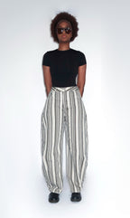 Pantalon Barrel Rayé Noir & Blanc