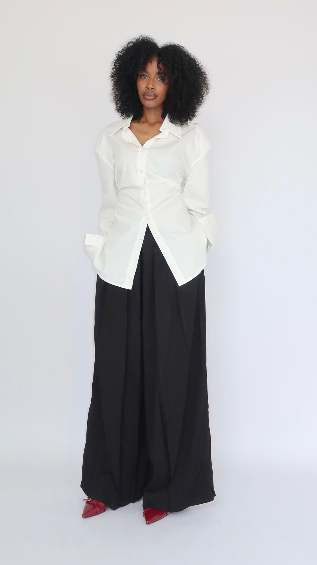 Chemise structurée avec épaulettes - Blanche