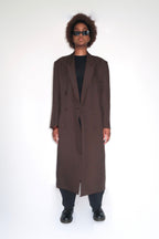 Manteau long blazer marron
