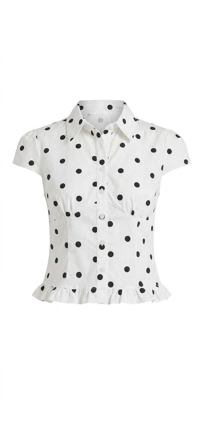 Chemisier à Pois – Blanc & Noir