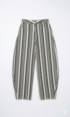 Pantalon Barrel Rayé Noir & Blanc