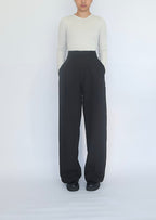 Pantalon taille haute à boutons –noir