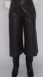 Pantacourt en Simili-Cuir Marron Foncé
