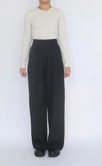 Pantalon taille haute à boutons –noir