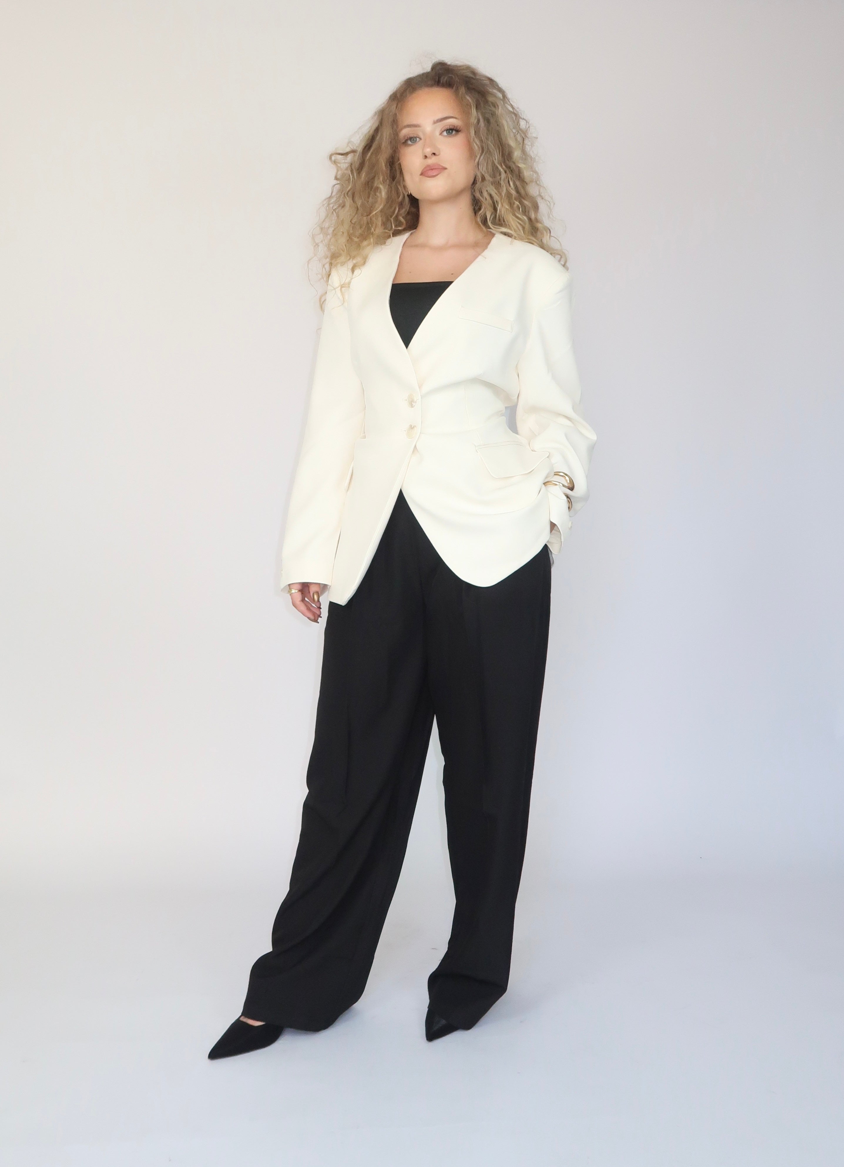 Blazer structuré crème modulable