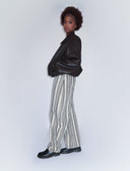 Pantalon Barrel Rayé Noir & Blanc