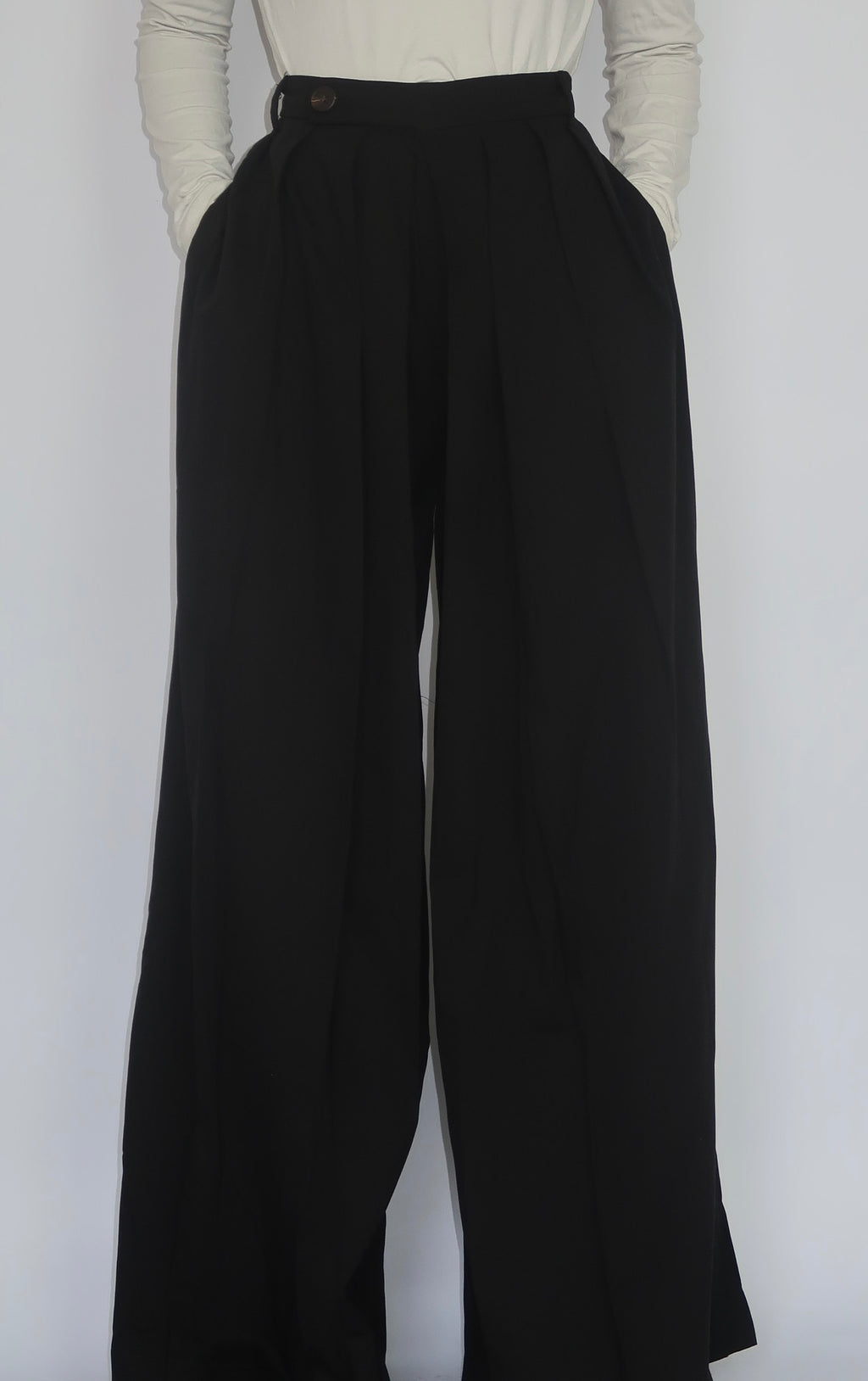 Pantalon large plissé – noir