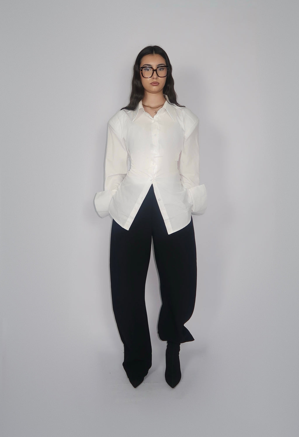 Chemise structurée avec épaulettes - Blanche