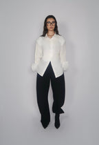 Chemise structurée avec épaulettes - Blanche