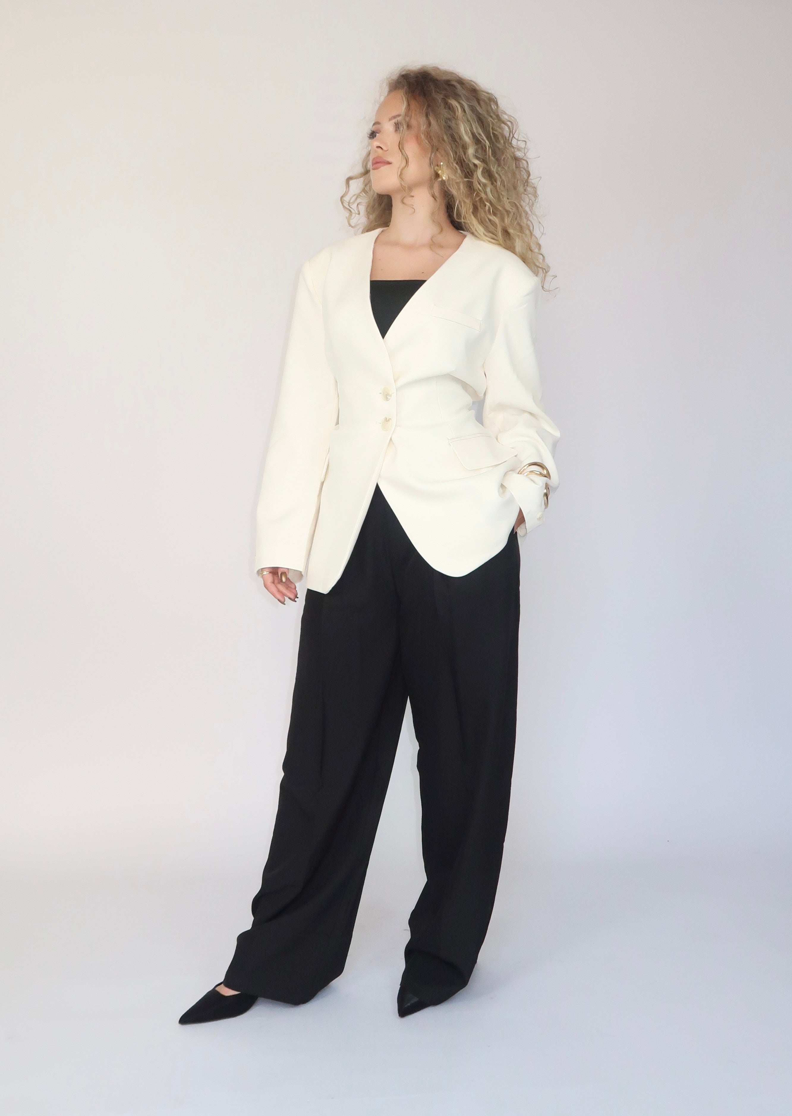 Blazer structuré crème modulable