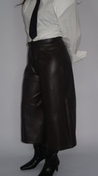 Pantacourt en Simili-Cuir Marron Foncé