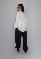 Chemise structurée avec épaulettes - Blanche