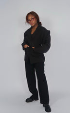 Blazer Noir Ajustable – Oversize ou Silhouette Cintrée