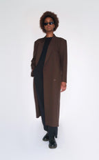 Manteau long blazer marron