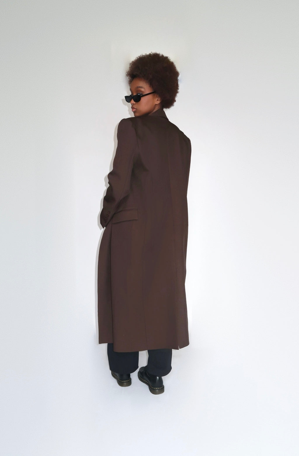 Manteau long blazer marron
