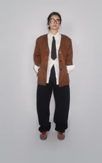 Veste en suédine camel – Coupe droite chic