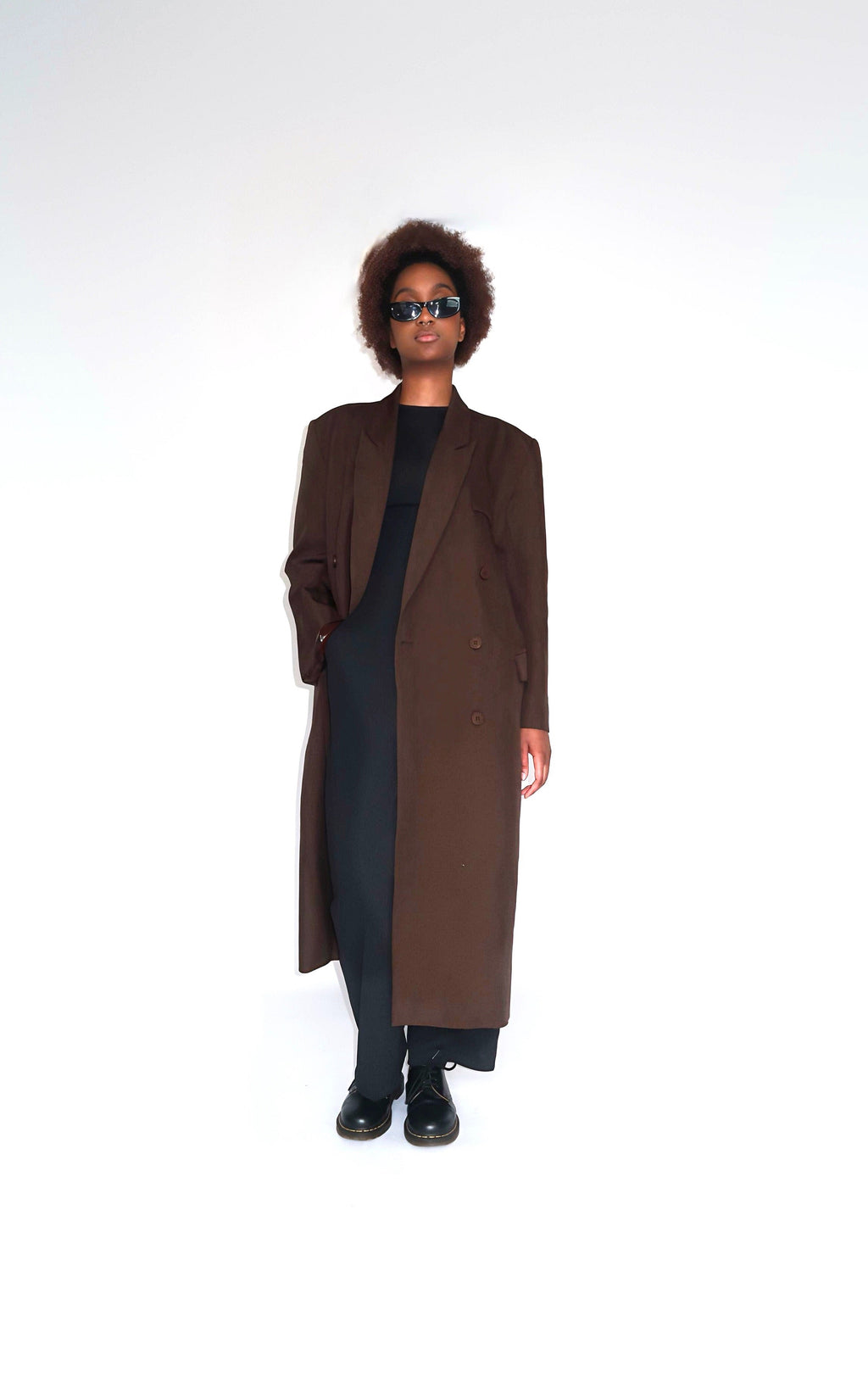 Manteau long blazer marron