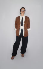 Veste en suédine camel – Coupe droite chic