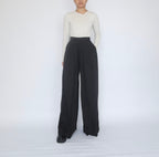 Pantalon large plissé – noir