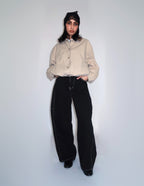 Pantalon Barrel Noir à Surpiqûres Contrastées