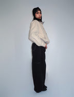 Pantalon Barrel Noir à Surpiqûres Contrastées