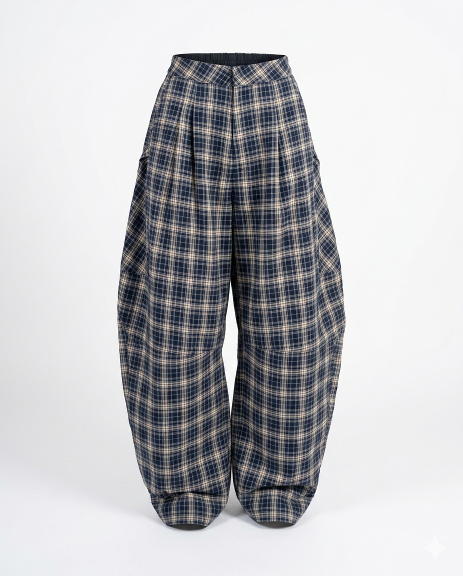 Pantalon Large à Carreaux - Coupe Ballon